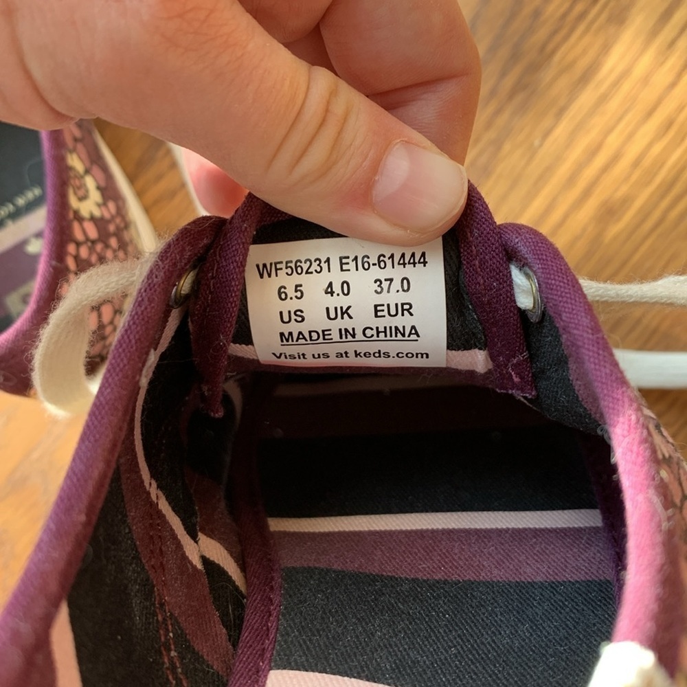 Kate Spade Keds X Sneakers Purple Floral Design Women’s Shoe Size 6.5 Casual - Picture 6 of 7